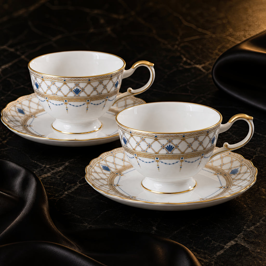 Valesse Azure Cup & Saucer Set for Two — 210 ml, image 10